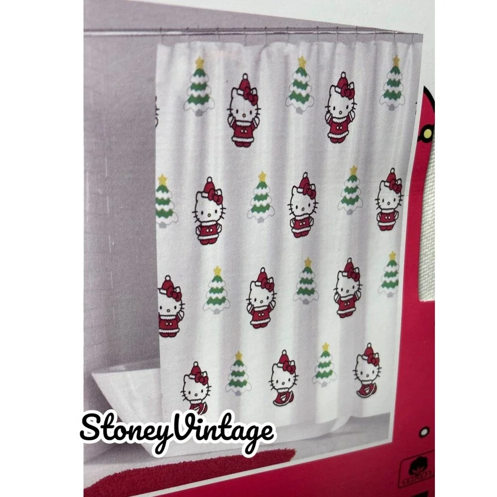 Hello Kitty Christmas Shower Curtain Bathroom Bundle